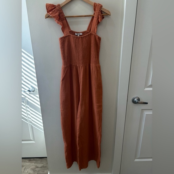 Madewell Lucie Cotton Gauze Jumpsuit Ruched Bodice Flutter Sleeves Size 2 NWT - Picture 3 of 10